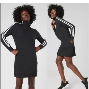 athleta circa track sweatshirt dress black size small